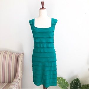 Max Studio Shutter Pleated Green Bodycon Dress